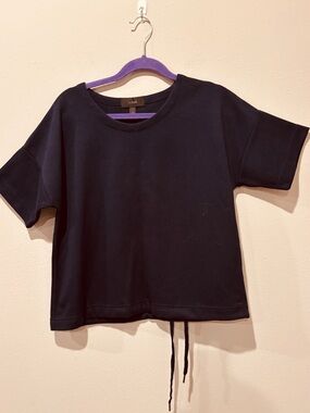 J. Crew Navy Short-Sleeve Drawstring Boxy Tee Athleisure Casual Soft Knit Comfy